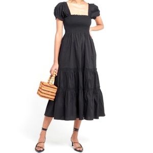 One Pretty Time Daphne Midi Black Dress Small